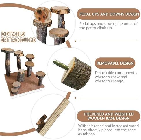 Hamster Climbing Wooden Stand Platform, Pet Cage Playground Natural Wood Bridge ramp Toys for Dwarf Hamsters, Syrians Hamster, Gerbil, Mouse, Rat in Saudi Arabia