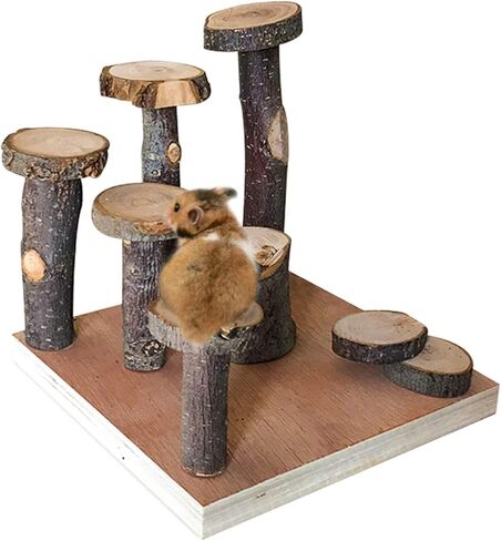 Hamster Climbing Wooden Stand Platform, Pet Cage Playground Natural Wood Bridge ramp Toys for Dwarf Hamsters, Syrians Hamster, Gerbil, Mouse, Rat in Saudi Arabia