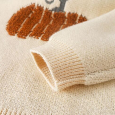 Kids Pumpkin Knit Sweater, Cream Color, Fall Holiday Design in Saudi Arabia