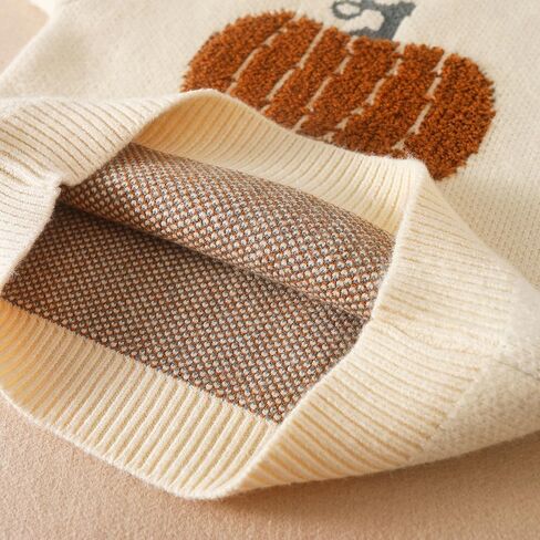 Kids Pumpkin Knit Sweater, Cream Color, Fall Holiday Design in Saudi Arabia