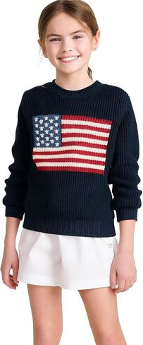 vineyard vines Girls' Roll Neck Americana Crew Sweater in Saudi Arabia