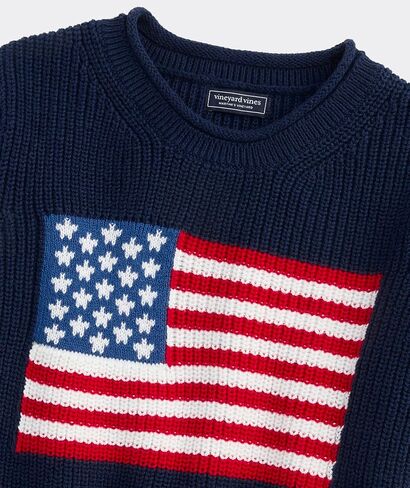 vineyard vines Girls' Roll Neck Americana Crew Sweater in Saudi Arabia