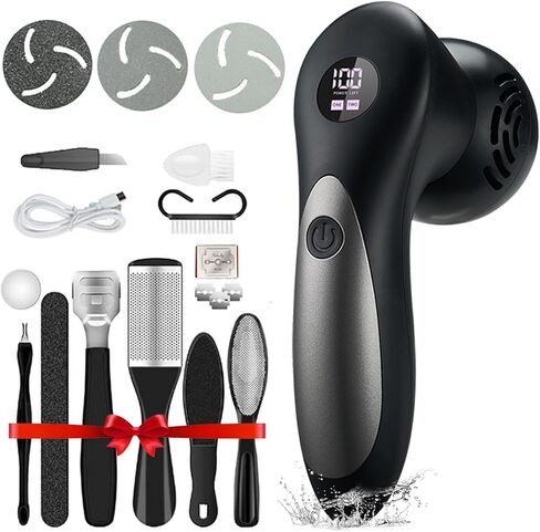 Electric Feet Foot Callus Remover Equipped with A Vacuum System Foot Scrubber 17 in 1 Professional Foot Care Tool Ipx6 Waterproof Rating for Removing Hard Cracks Dryness and Dead Skin (Black) in Kuwait