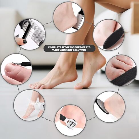 Electric Feet Foot Callus Remover Equipped with A Vacuum System Foot Scrubber 17 in 1 Professional Foot Care Tool Ipx6 Waterproof Rating for Removing Hard Cracks Dryness and Dead Skin (Black) in Kuwait