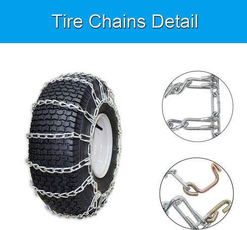 OakTen Set of 2 Tire Chains 18x9.5x8 for Lawn Garden Tractors, Mowers, and Riders, 2-Link Design for Enhanced Traction in Kuwait