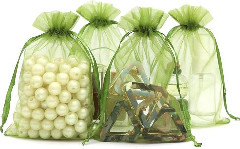 Staruby 100 قطعة من أكياس الأورجانزا الشفافة مقاس 3x4 بوصات برباط مجوهرات شبكية حقائب هدايا لحفلات الزفاف وهدايا عيد الميلاد وأكياس الحلوى هدية، وردي in Kuwait