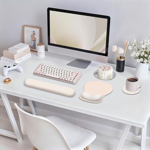 لوحة ماوس أكبر مع دعم للمعصم، مجموعة حصيرة ماوس للوحة المفاتيح بقاعدة مطاطية غير قابلة للانزلاق، سطح ناعم ويخفف آلام المعصم، لوحة ماوس واقية مقاومة للماء لأجهزة الكمبيوتر المحمول والكمبيوتر والألعاب والمكتب، مصنوعة من القطن المنزلي C in Kuwait