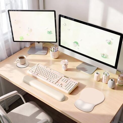 لوحة ماوس أكبر مع دعم للمعصم، مجموعة حصيرة ماوس للوحة المفاتيح بقاعدة مطاطية غير قابلة للانزلاق، سطح ناعم ويخفف آلام المعصم، لوحة ماوس واقية مقاومة للماء لأجهزة الكمبيوتر المحمول والكمبيوتر والألعاب والمكتب، مصنوعة من القطن المنزلي C in Kuwait