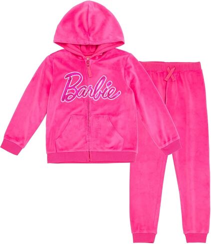 Barbie Velour Matching Family Zip Up Hoodie Pants Outfit Set Newborn to Adult Sizes (Newborn - 2XL) in Saudi Arabia