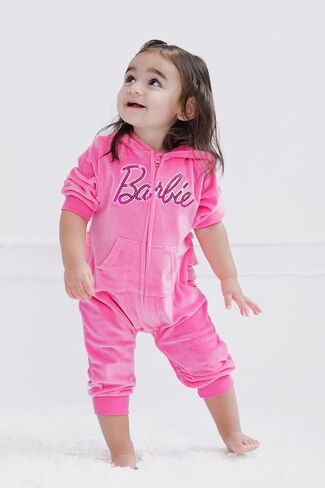 Barbie Velour Matching Family Zip Up Hoodie Pants Outfit Set Newborn to Adult Sizes (Newborn - 2XL) in Saudi Arabia
