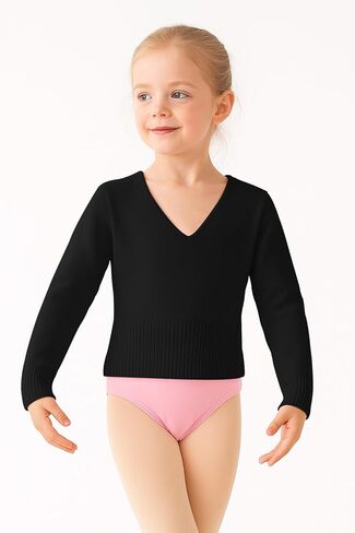 WYHDY Girls Ballet Wrap Top Long SleeDance Sweater for Girls V Neck in Kuwait