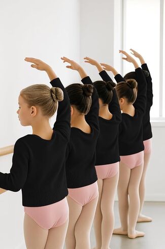 WYHDY Girls Ballet Wrap Top Long SleeDance Sweater for Girls V Neck in Kuwait