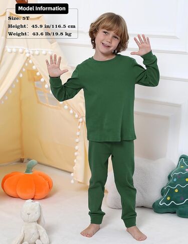 طقم بيجامات A&J DESIGN للأطفال من عمر 2 إلى 14 عامًا، 100% قطن بلون موحد، قطعتان من البيجامات in Kuwait