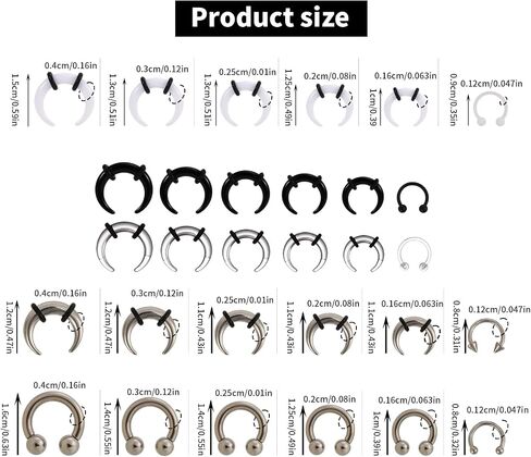 30pcs Septum Rings Kit, 6G-16G Acrylic and Stainless Steel Septum Stretching Jewelry Kit Including Horseshoe Nails & Tooth Tip Nails Pincher Rings for Women Men Decorations (4 Colors) in Saudi Arabia