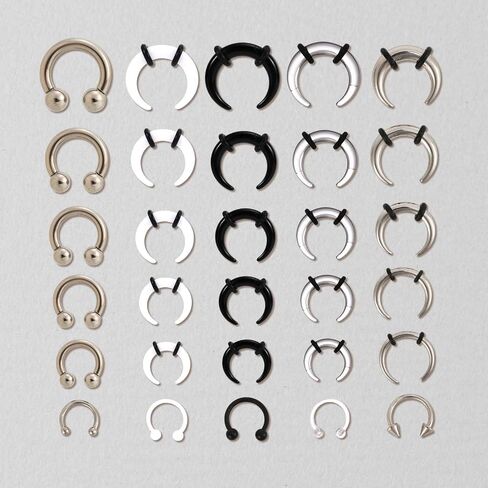 30pcs Septum Rings Kit, 6G-16G Acrylic and Stainless Steel Septum Stretching Jewelry Kit Including Horseshoe Nails & Tooth Tip Nails Pincher Rings for Women Men Decorations (4 Colors) in Saudi Arabia