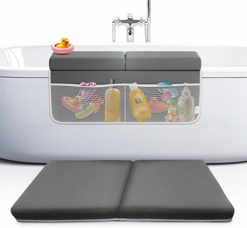 FluffyTub Memory Foam Bath Kneeler and Elbow Rest Pad Set - 2-Inch Thick, Waterproof Coating – Essential Baby Bath Support and Kneeling Pad for Bathtub – Baby Bath Cushion and Toy Organizer. in Saudi Arabia