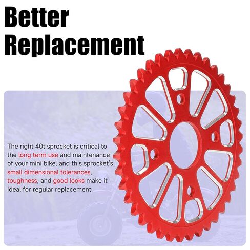 Heavy Duty 40 Tooth Rear Sprocket 40mm Bore Compatible with Coleman Mini Bike CT200U BT200X CT200U-EX Baja Warrior Massimo MB165 MB200 KT196 Axis M200 196cc 200cc 6.5hp Go Kart Minibike Parts in Saudi Arabia