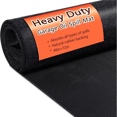 Oil Spill Mat, 48×72 Inch Garage Floor Mat for Under Car, Waterproof, Reusable Washable Premium Oil Absorbent Pads Protects Floor from Oil Drips and Spills, Non-Slip, Black (48" x 72") in Saudi Arabia