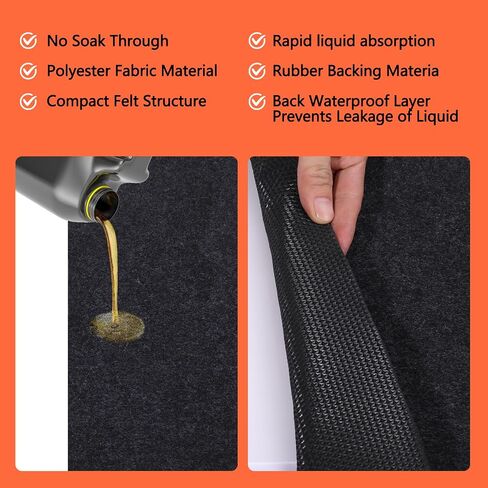 Oil Spill Mat, 48×72 Inch Garage Floor Mat for Under Car, Waterproof, Reusable Washable Premium Oil Absorbent Pads Protects Floor from Oil Drips and Spills, Non-Slip, Black (48" x 72") in Saudi Arabia