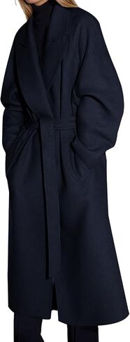 utcoco Womens Wool Blend Coat Open Front Cardigan Oversized 2024 Fall Winter Long Midi Coat with Belt in Saudi Arabia
