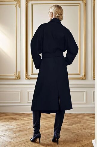 utcoco Womens Wool Blend Coat Open Front Cardigan Oversized 2024 Fall Winter Long Midi Coat with Belt in Saudi Arabia
