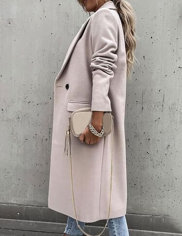 IDEALSANXUN Womens Long Wool Coats Fall Winter Notch Lapel Dressy Peacoat Jackets in Saudi Arabia