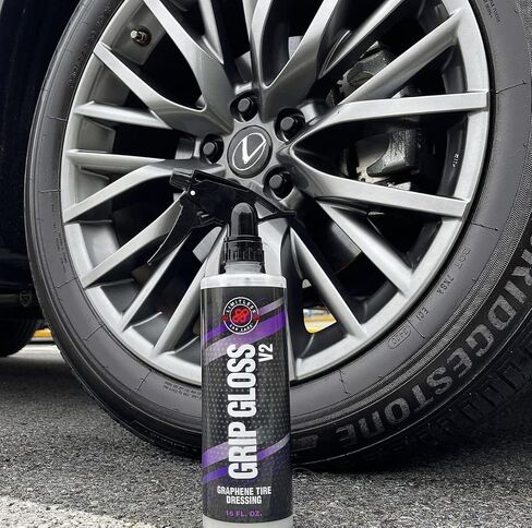 قبضة Grip Gloss V2 إطارات - الانتهاء من السوداء العميقة مع الجرافين سيارة غير دهنية تفاصيل | طلاء السيراميك مثل حماية الإطارات (16 أوقية) (16 أوقية) in Kuwait