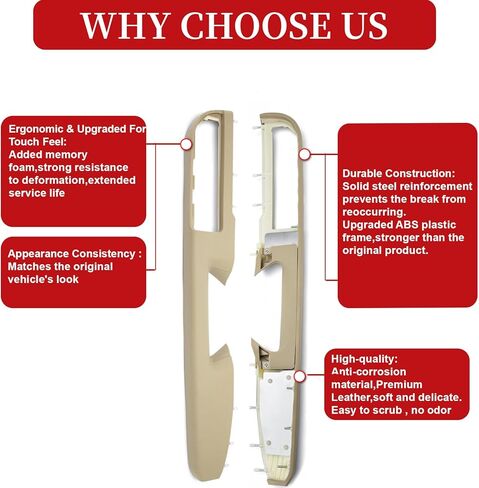 مسند ذراع الباب الجانبي للركاب الأمامي لما قاله GMC Sierra Yukon 2010-2014 شيفروليه سيلفرادو 2010-2014 لوحة باب الطفرة في الضواحي مع مقبض الإفراج فوق مسند الذراعين （27inch-tan) GM# 84127282 809955 in Kuwait