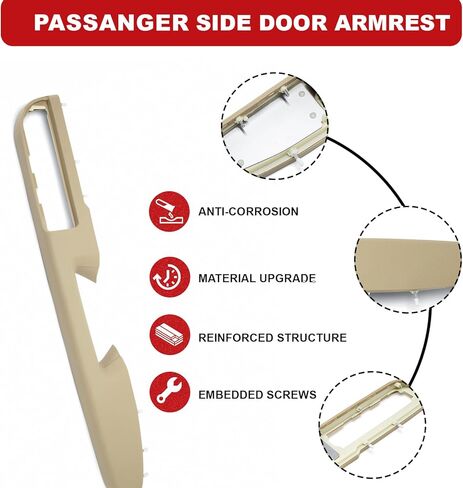 مسند ذراع الباب الجانبي للركاب الأمامي لما قاله GMC Sierra Yukon 2010-2014 شيفروليه سيلفرادو 2010-2014 لوحة باب الطفرة في الضواحي مع مقبض الإفراج فوق مسند الذراعين （27inch-tan) GM# 84127282 809955 in Kuwait