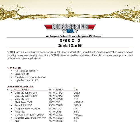 Standard Extreme Pressure Gear Oil for Gear Boxes and Worm Gears - CompressedAirUSA - XL - Extended Life Oils (5 Gallon) in Saudi Arabia
