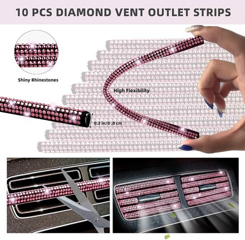 nbtepem 30 pcs ملحقات سيارة Pink Bling للنساء ، مجموعة غطاء عجلة القيادة الوردي ، غطاء وحدة تحكم بلينغ ، وسادة حزام الأمان ، وسادة مقبض التحول ، كوستر كوب ، رينستون معلقة. in Kuwait