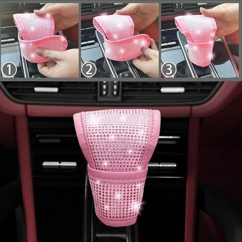 nbtepem 30 pcs ملحقات سيارة Pink Bling للنساء ، مجموعة غطاء عجلة القيادة الوردي ، غطاء وحدة تحكم بلينغ ، وسادة حزام الأمان ، وسادة مقبض التحول ، كوستر كوب ، رينستون معلقة. in Kuwait