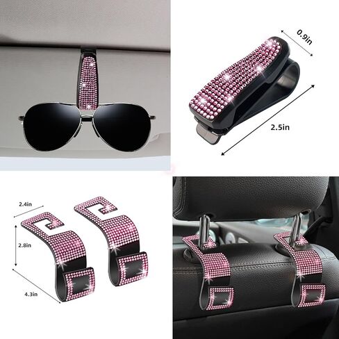 nbtepem 30 pcs ملحقات سيارة Pink Bling للنساء ، مجموعة غطاء عجلة القيادة الوردي ، غطاء وحدة تحكم بلينغ ، وسادة حزام الأمان ، وسادة مقبض التحول ، كوستر كوب ، رينستون معلقة. in Kuwait
