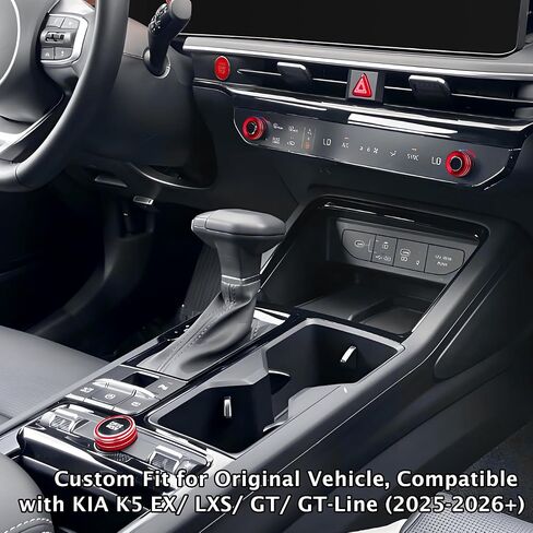 for Kia K5 2025 2026 Accessories EX/LXS/GT/GT-Line, 4pcs Aluminum Alloy Knob Cover Trim Kit (Red) - Push Start, Air Conditioning & Drive Mode - DvlynAuroa in Kuwait