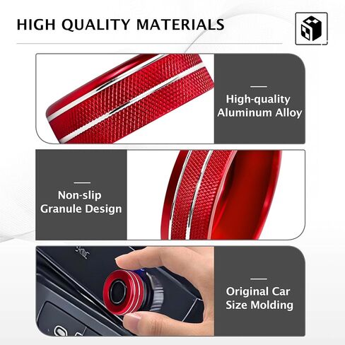 for Kia K5 2025 2026 Accessories EX/LXS/GT/GT-Line, 4pcs Aluminum Alloy Knob Cover Trim Kit (Red) - Push Start, Air Conditioning & Drive Mode - DvlynAuroa in Kuwait