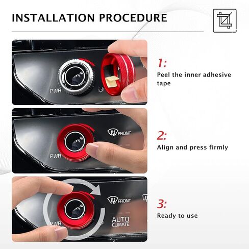 for Kia K5 2025 2026 Accessories EX/LXS/GT/GT-Line, 4pcs Aluminum Alloy Knob Cover Trim Kit (Red) - Push Start, Air Conditioning & Drive Mode - DvlynAuroa in Kuwait