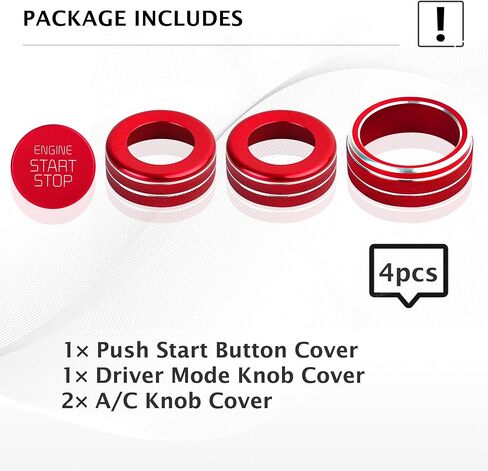 for Kia K5 2025 2026 Accessories EX/LXS/GT/GT-Line, 4pcs Aluminum Alloy Knob Cover Trim Kit (Red) - Push Start, Air Conditioning & Drive Mode - DvlynAuroa in Kuwait