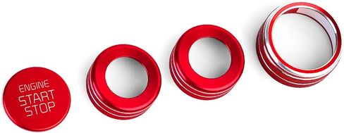 for Kia K5 2025 2026 Accessories EX/LXS/GT/GT-Line, 4pcs Aluminum Alloy Knob Cover Trim Kit (Red) - Push Start, Air Conditioning & Drive Mode - DvlynAuroa in Kuwait