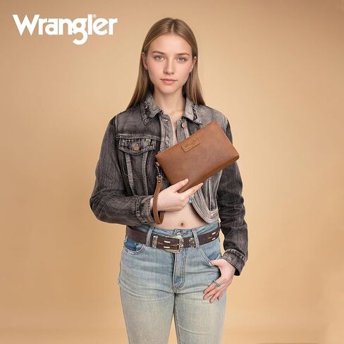 Wrangler Wristlet Wallet for Women Large Wristlet Clutch Purse Causal Travel Handbag with Zipper Detachable Wrist Strap in Saudi Arabia