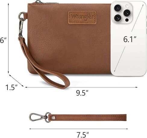 Wrangler Wristlet Wallet for Women Large Wristlet Clutch Purse Causal Travel Handbag with Zipper Detachable Wrist Strap in Saudi Arabia