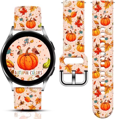 سوار ساعة خريف عيد الميلاد من السيليكون مقاس 20 ملم متوافق مع ساعة سامسونج جالاكسي 7/6/5/4 40 ملم 44 ملم/ساعة 6 كلاسيكية 43 ملم 47 ملم/ساعة 5 برو 45 ملم/ساعة 4 كلاسيكية/أكتيف 2 للنساء والرجال in Kuwait