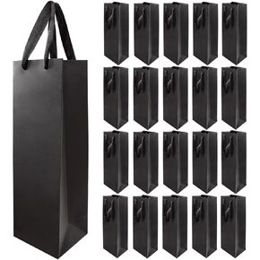 CZWESTC 20 Pack Kraft Paper Wine Bags with Handles Black Wine Bottle Bags BulkWine Gift Bags Shopping Bags Party Bags Retails Bags Whiskey Champagne Bottles Bags-3.5×4.3×13.8 in in Saudi Arabia
