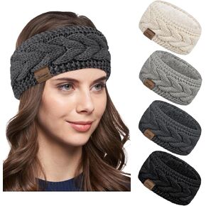 YSense 4 Pack Womens Ear Warmer Headband, Cable Knit Winter Headbands Fleece Lined Ear Warmers Stocking Stuffers for Women in Kuwait