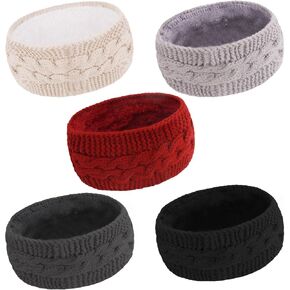 YARIEW 5 Pack Winter Headbands for Women Winter Ear Warmers Soft Fleece Lined Headband for Adults Stretchy Thick Warm Crochet Headband Warm Hair Accessories in Saudi Arabia