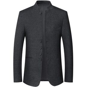 Men's Spring Slim Fit Mandarin Collar Single Breasted Suit Jacket Middle Aged Sport Coat in Saudi Arabia