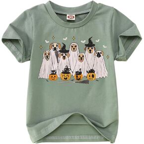 طفل عيد الهالوين الكلب الكلب تشيروت بويت فتى هزلي اليقطين قرع القميص القميص spooky موسم تي شيرت قمم الاطفال in Kuwait