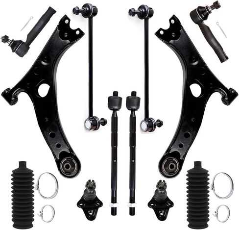 SCITOO 12-PC SET Suspension Kit For 2001-2005 For Toyota RAV4 Front Lower Control Arm Lower Ball Joint Inner Outer Tie Rod End Sway Bar End Link Steering Boot in Saudi Arabia