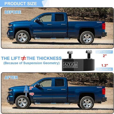2 بوصات مجموعة الرفع الأمامية مجموعة التوافق مع 2007-2024 Chevy Silverado 1500/GMC Sierra 1500 2WD 4WD ، 2 '' 'الألومنيوم فواصل مقامات التعليق أدوات رفع رفع الفواصل على بيك آب وشاحنة ، 2pcs in Saudi Arabia