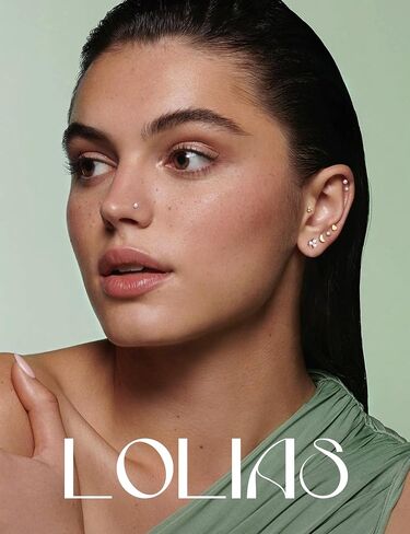 16G 18G Flat Back Stud Earrings for Women - Hypoallergenic Surgical Steel Internal Thread Stud Piercing Jewelry for Tragus Helix Cartilage Conch Nose 14K Gold Plated Lip Labret Medusa Piercing Silver in Saudi Arabia