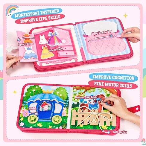 JoyCat Busy Board Farm Themed Montessori Toy Busy Book for Toddlers Gifts, Autism Sensory Toy for Kids 2 3 4, Educational Preschool Learning Activities, Fine Motor Skills Travel Toy for Boys ＆ Girls in Kuwait